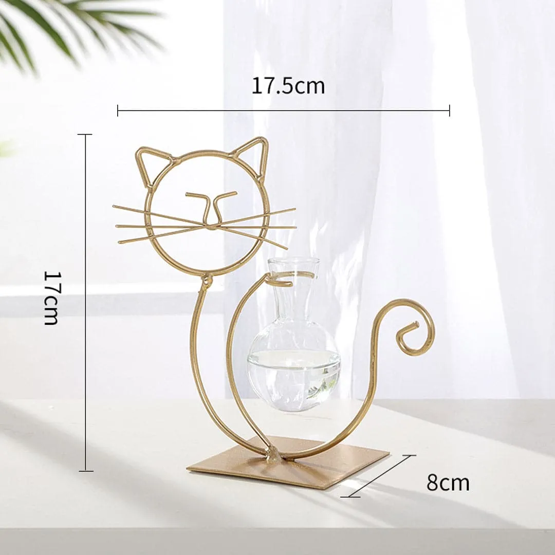 Cat Iron Art Deco Hydroponic Vase