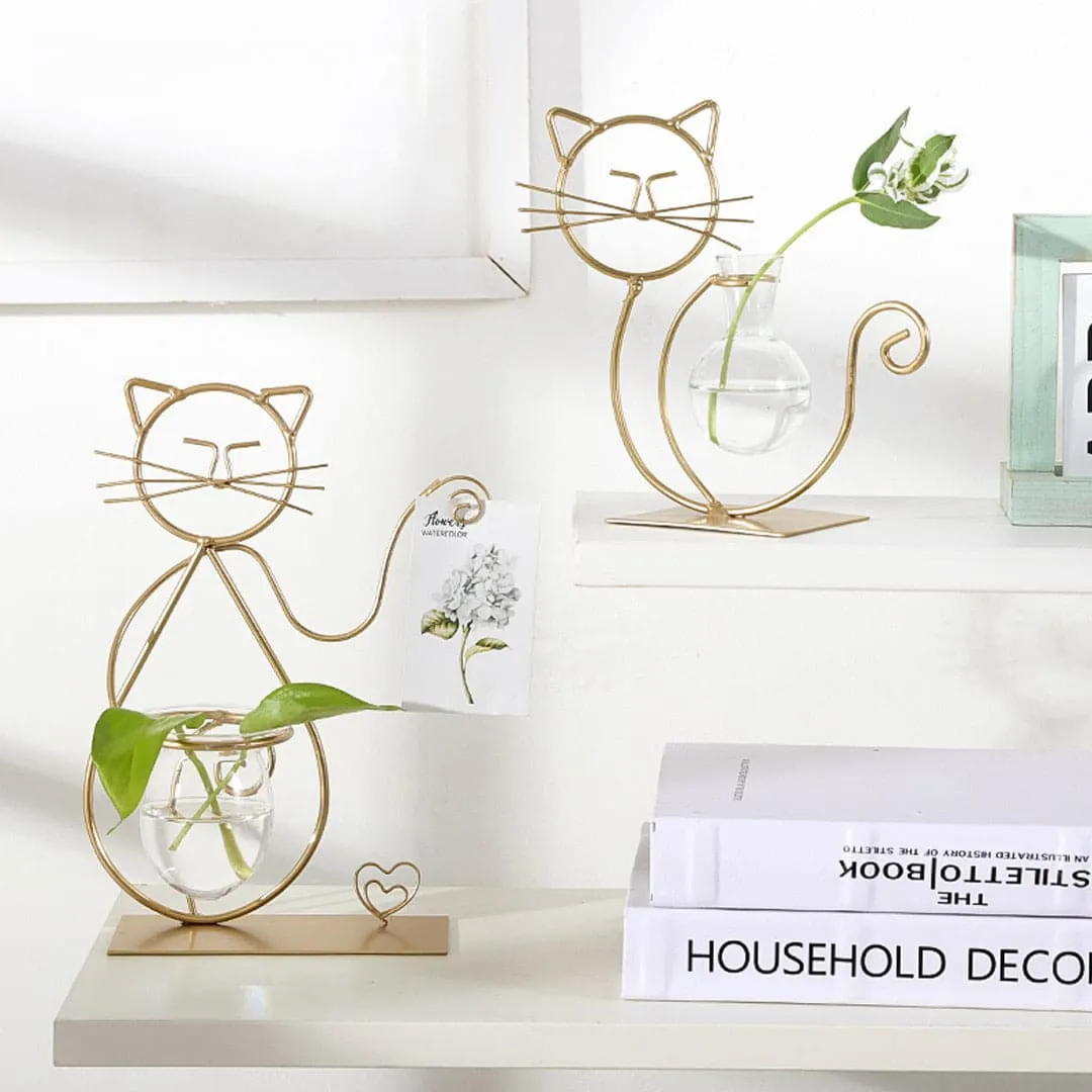 Cat Iron Art Deco Hydroponic Vase
