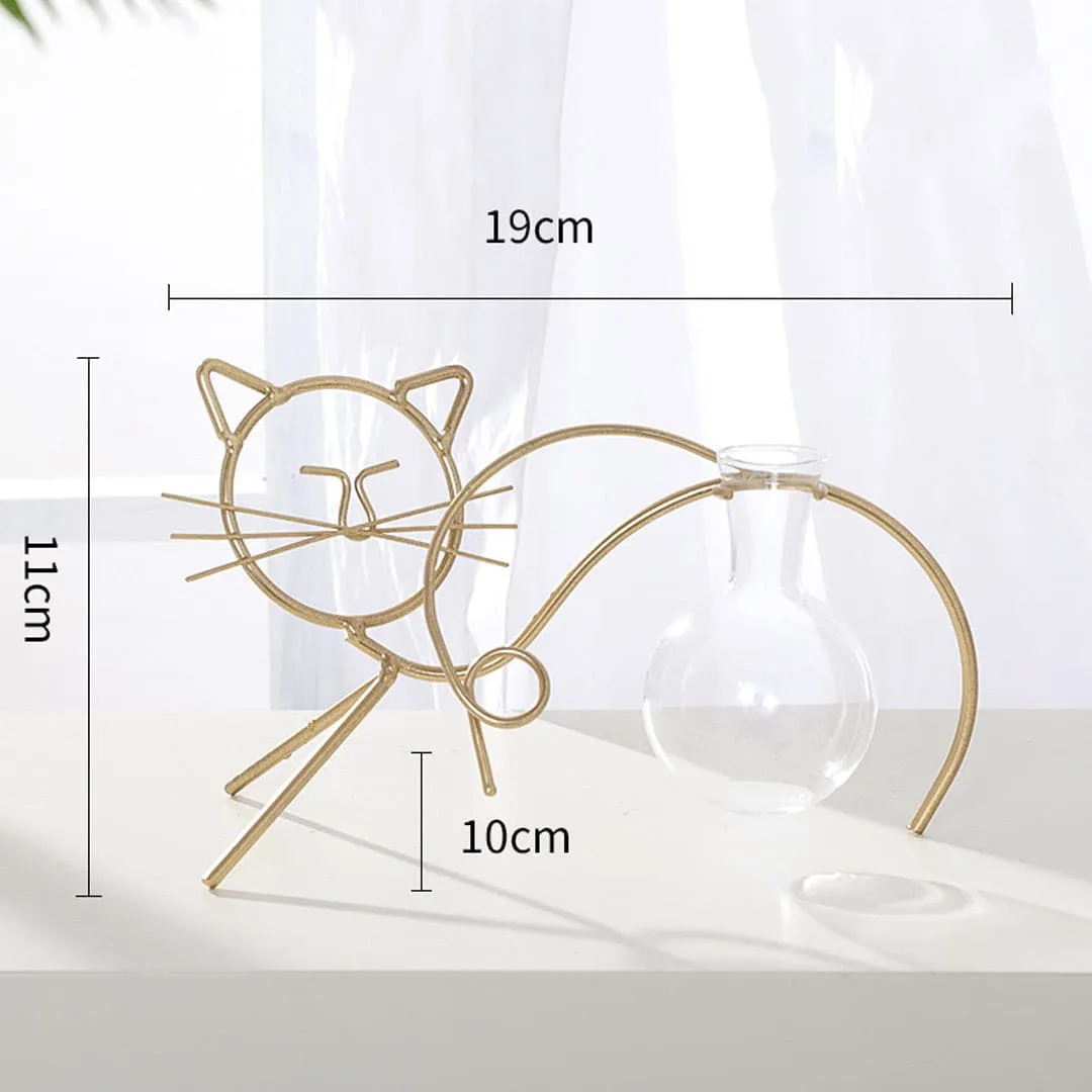 Cat Iron Art Deco Hydroponic Vase