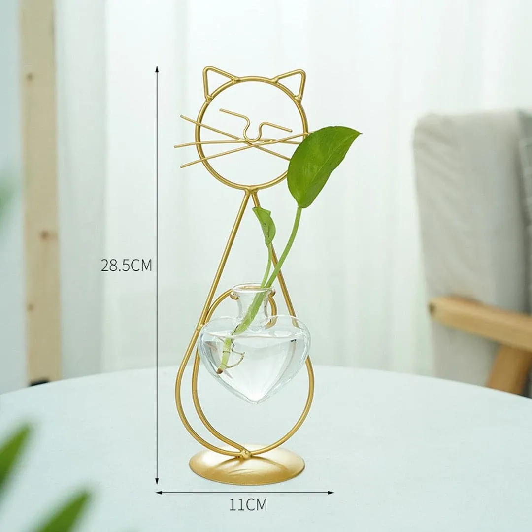 Cat Iron Art Deco Hydroponic Vase