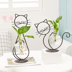 Cat Iron Art Deco Hydroponic Vase