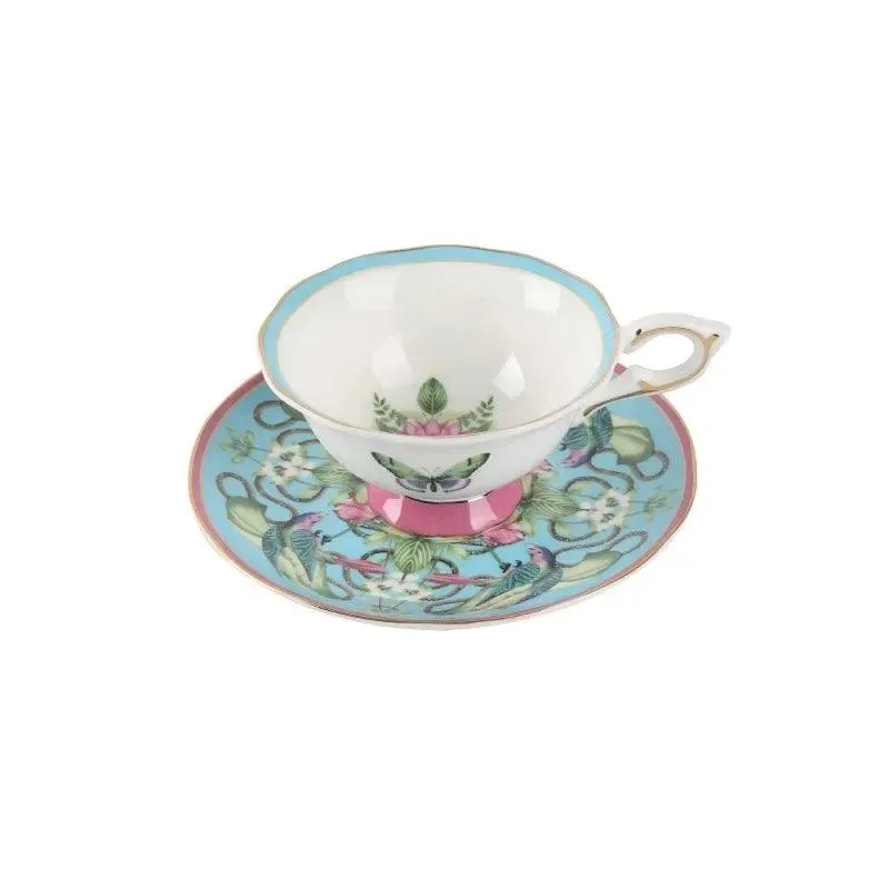 Charming European Porcelain Tea Set with Butterfly Design and British Elegance