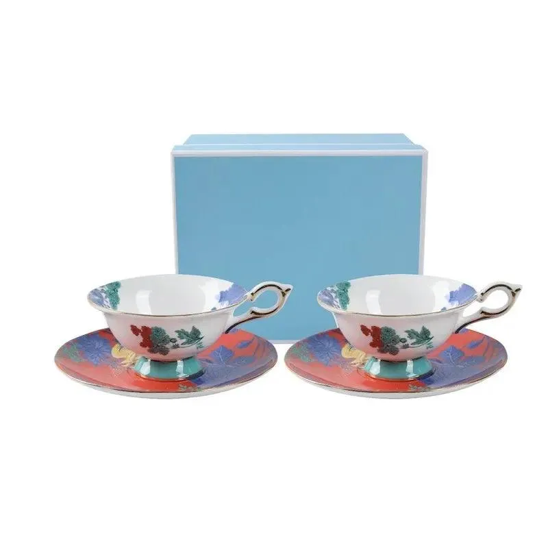 Charming European Porcelain Tea Set with Butterfly Design and British Elegance