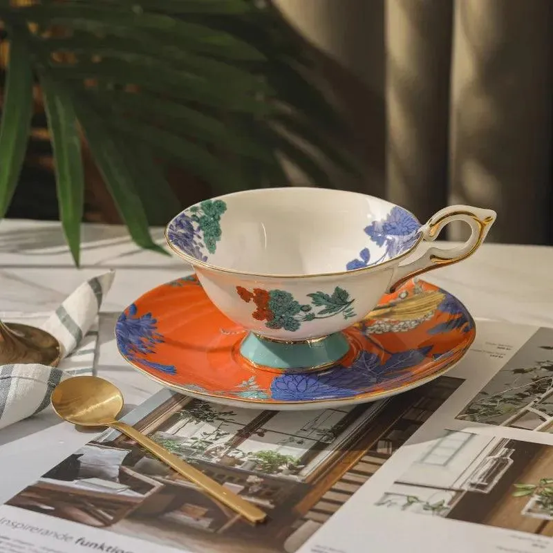 Charming European Porcelain Tea Set with Butterfly Design and British Elegance