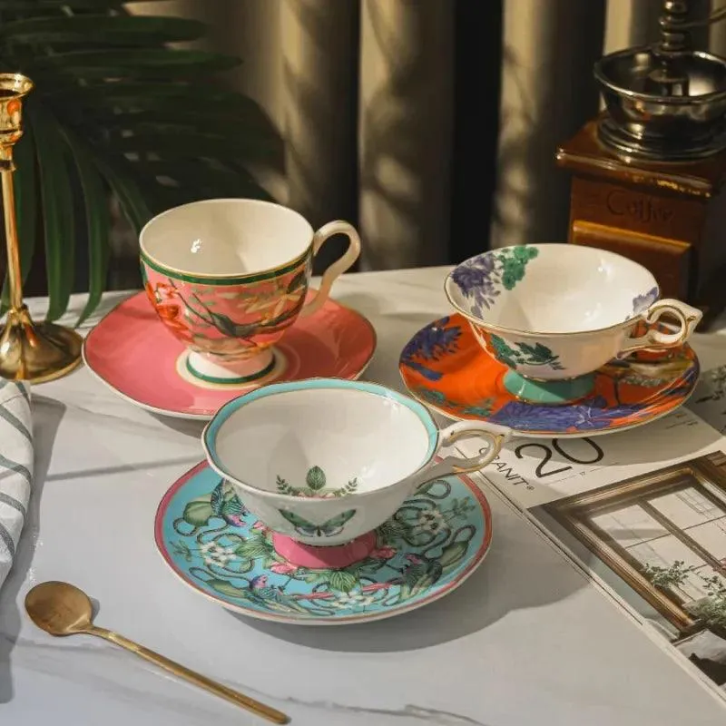 Charming European Porcelain Tea Set with Butterfly Design and British Elegance