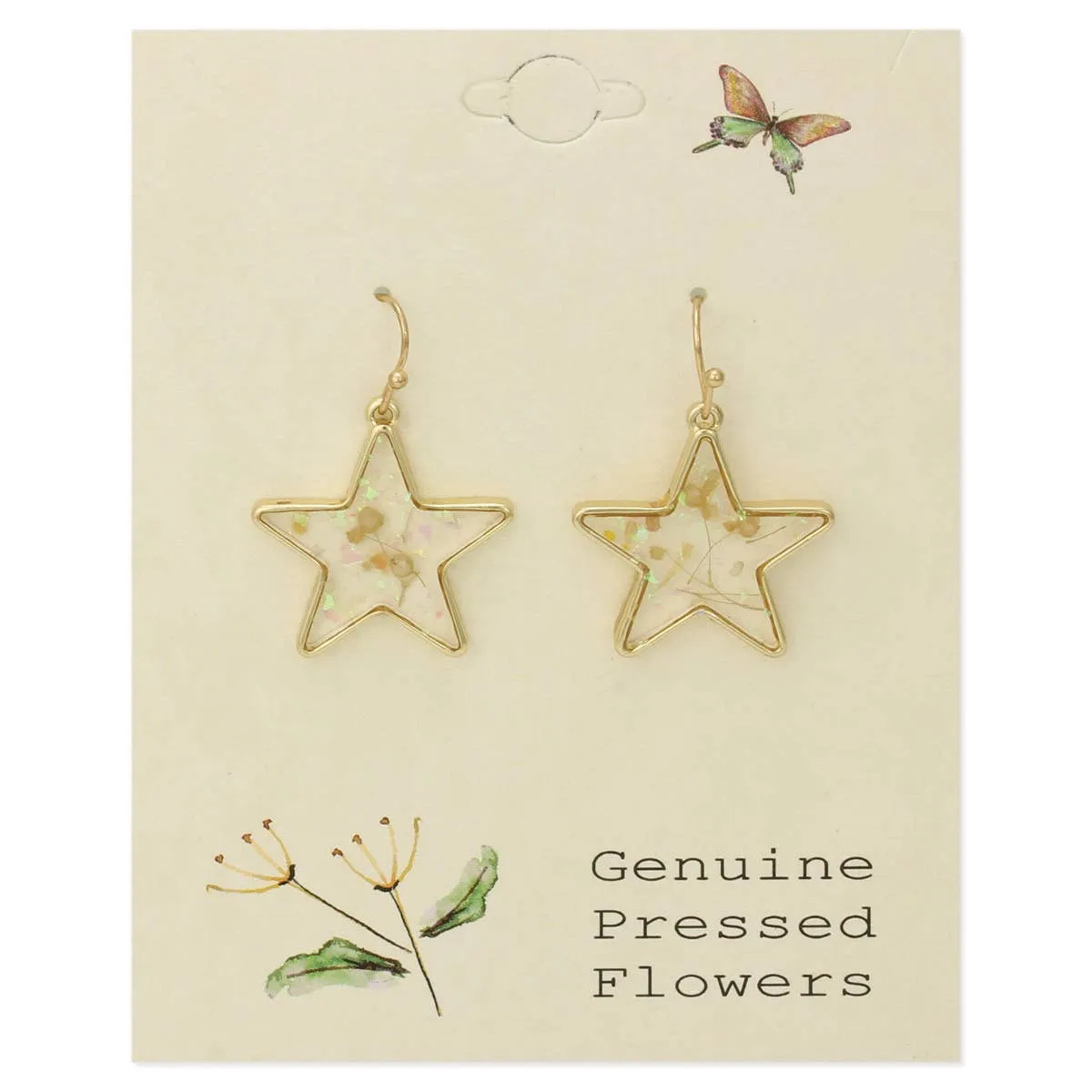 Cottage Floral Dried Flower Star Earring