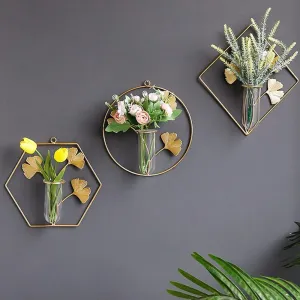 CraftVatika Home Decor items wall hanging Metal Wall Art Decorative Item for Home, Home Decoration Items,Living Room Balcony, Bedroom, Drawing Room, Set of 3 for Indoor Flowers Vases