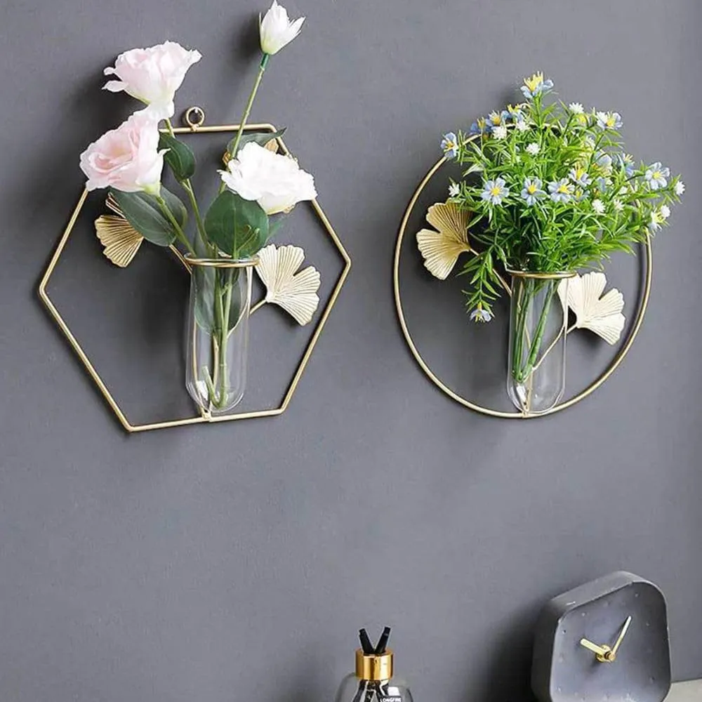 CraftVatika Home Decor items wall hanging Metal Wall Art Decorative Item for Home, Home Decoration Items,Living Room Balcony, Bedroom, Drawing Room, Set of 3 for Indoor Flowers Vases