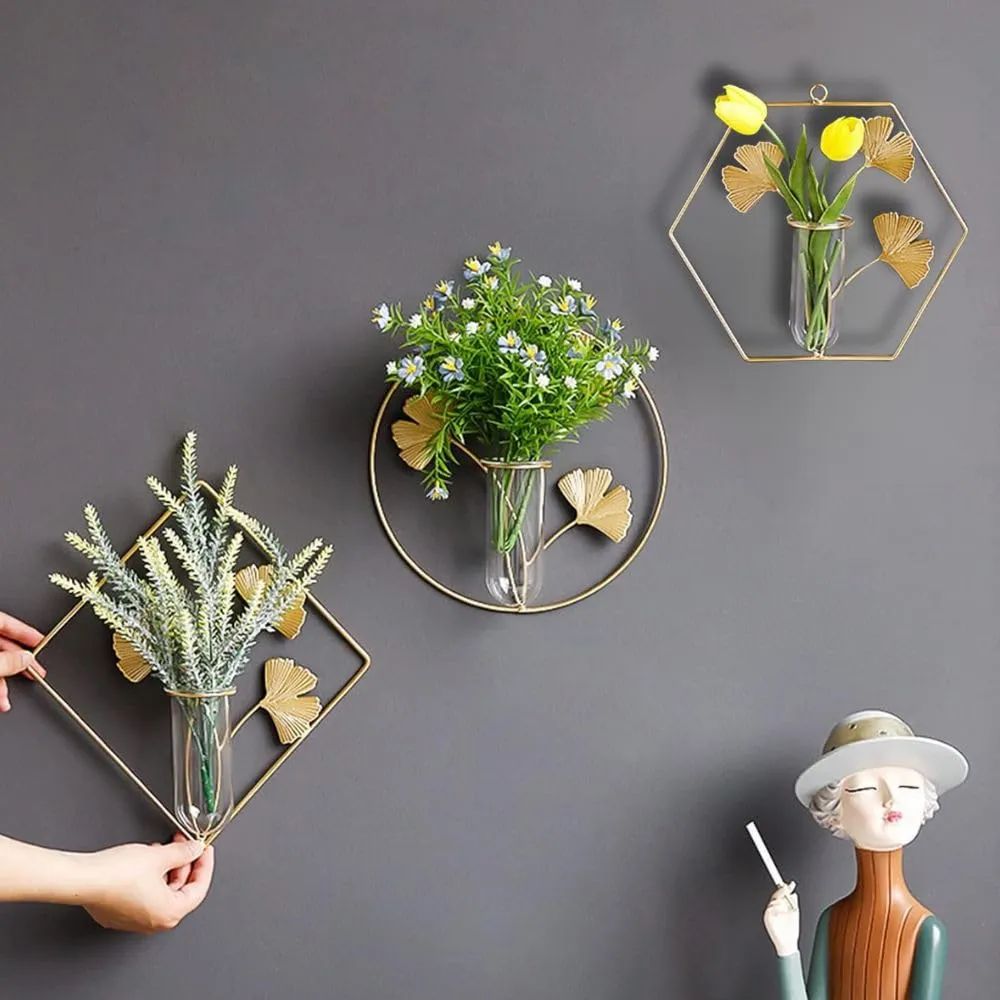 CraftVatika Home Decor items wall hanging Metal Wall Art Decorative Item for Home, Home Decoration Items,Living Room Balcony, Bedroom, Drawing Room, Set of 3 for Indoor Flowers Vases