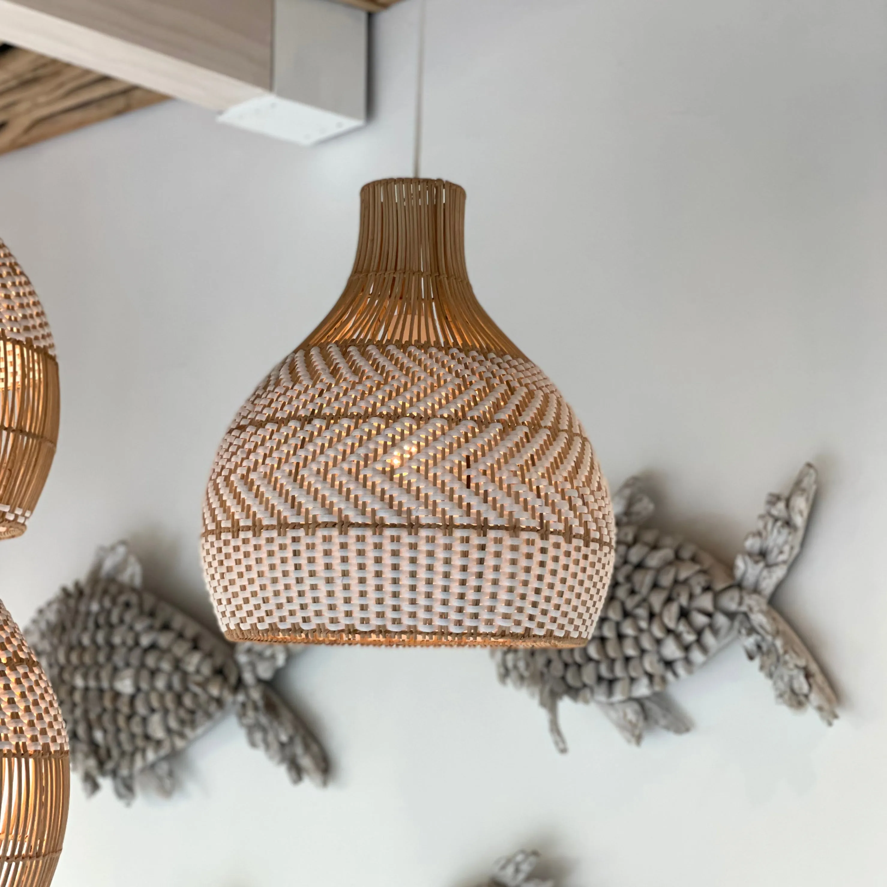 Cream Thalassa Rattan Pendant Light