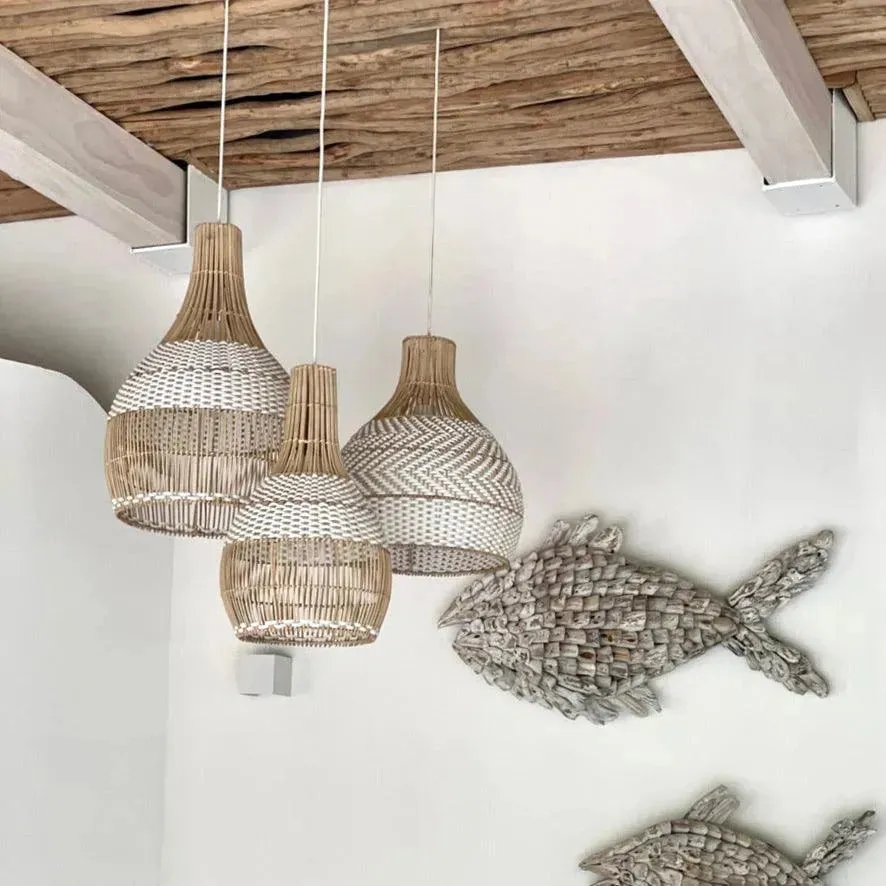Cream Thalassa Rattan Pendant Light