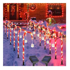 CRILEAL Christmas Decorations 12pcs Candy Cane Lights, 84LED Solar Christmas Lights Outdoor Waterproof with 8 Modes, Christmas Outdoor Yard Decor for Garden/Lawn/Tree/Pathway/Patio