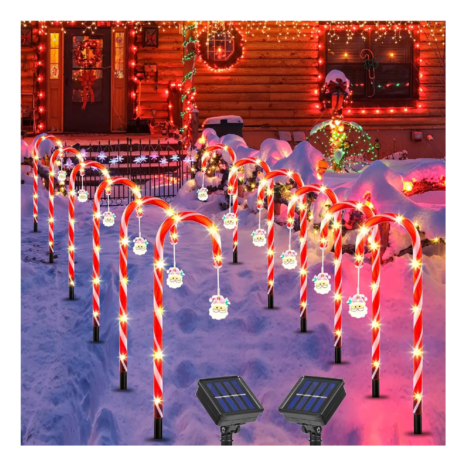 CRILEAL Christmas Decorations 12pcs Candy Cane Lights, 84LED Solar Christmas Lights Outdoor Waterproof with 8 Modes, Christmas Outdoor Yard Decor for Garden/Lawn/Tree/Pathway/Patio