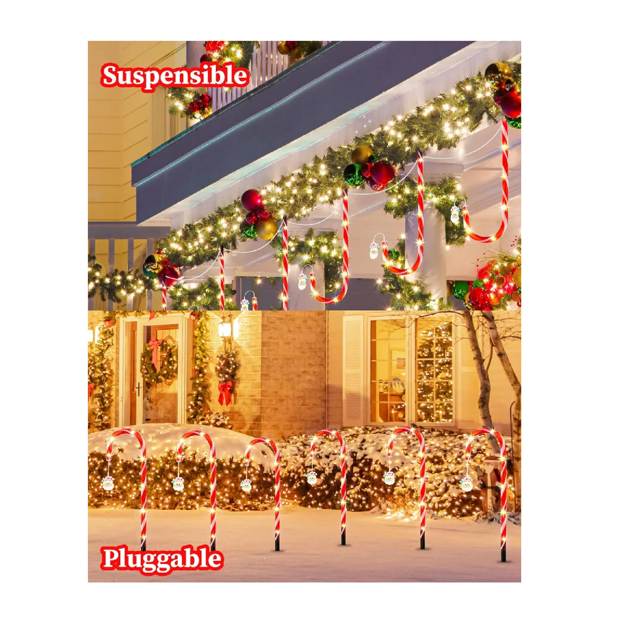 CRILEAL Christmas Decorations 12pcs Candy Cane Lights, 84LED Solar Christmas Lights Outdoor Waterproof with 8 Modes, Christmas Outdoor Yard Decor for Garden/Lawn/Tree/Pathway/Patio