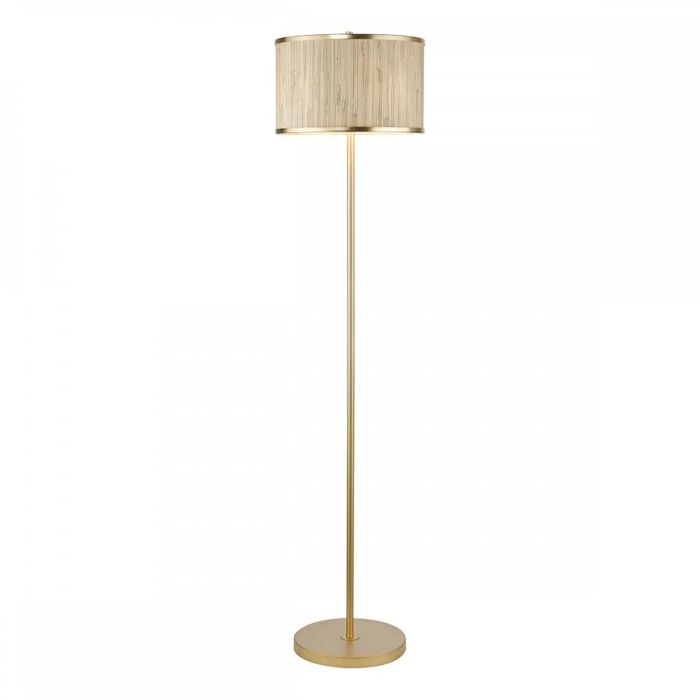 Dar FEN4935 Fenella 3 Light Floor Lamp Gold Leaf and Seagrass