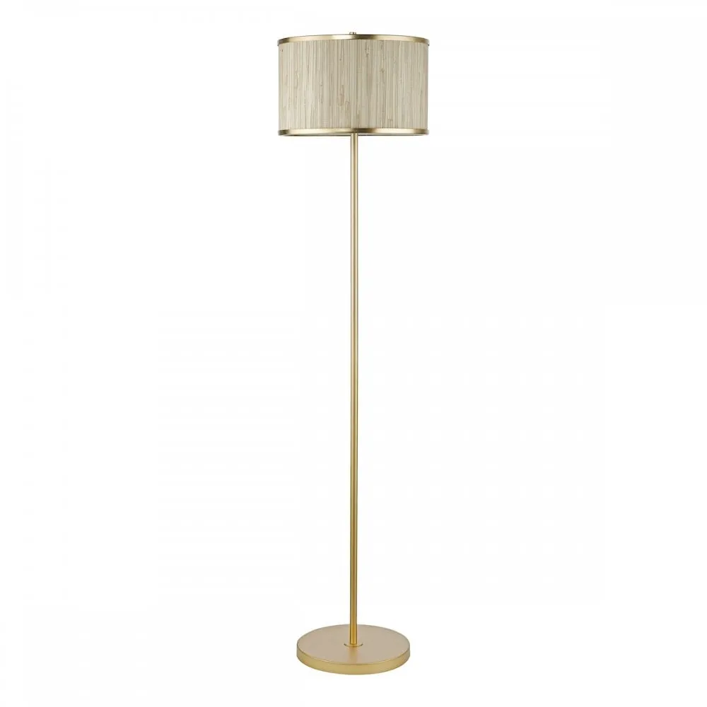 Dar FEN4935 Fenella 3 Light Floor Lamp Gold Leaf and Seagrass