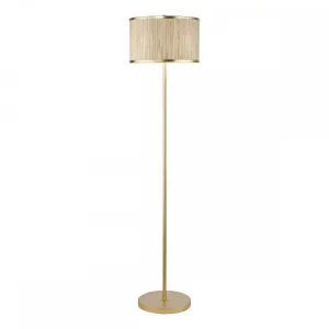 Dar FEN4935 Fenella 3 Light Floor Lamp Gold Leaf and Seagrass