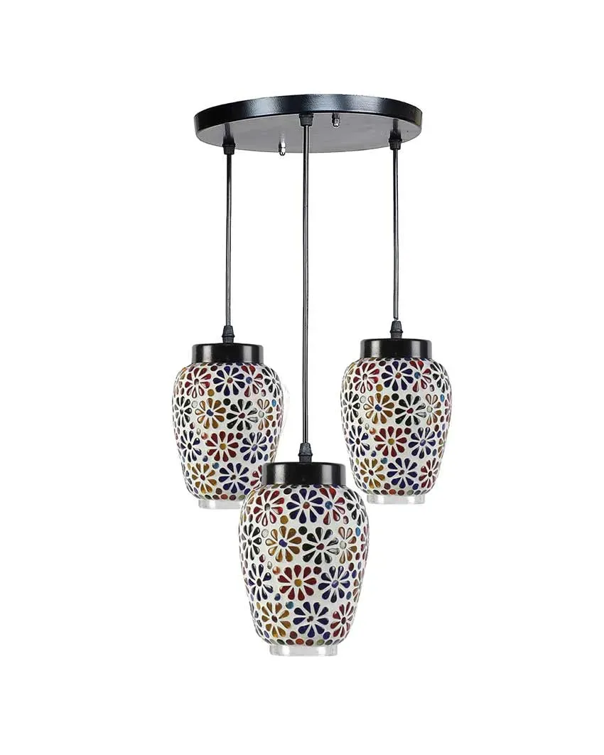Dazzle Cluster Mosaic Glass Three Hanging Lamps With Base | 10 x 20 inches