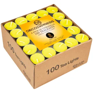 Deco Express Citronella Tealight Candles Multipack - Yellow 100/8 Hours