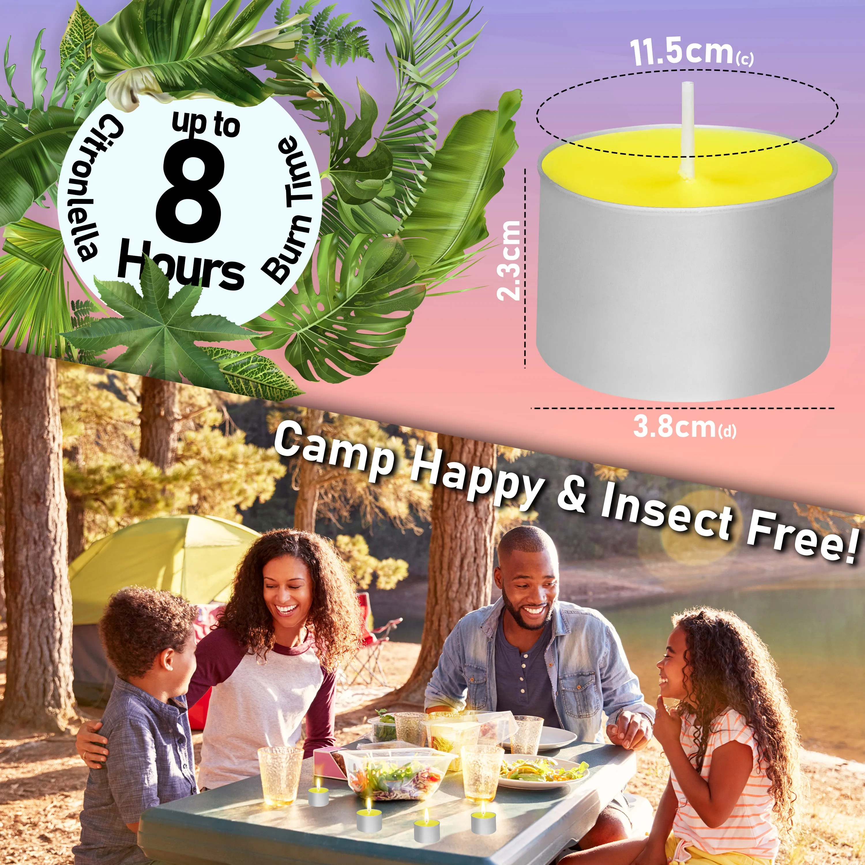 Deco Express Citronella Tealight Candles Multipack - Yellow 100/8 Hours