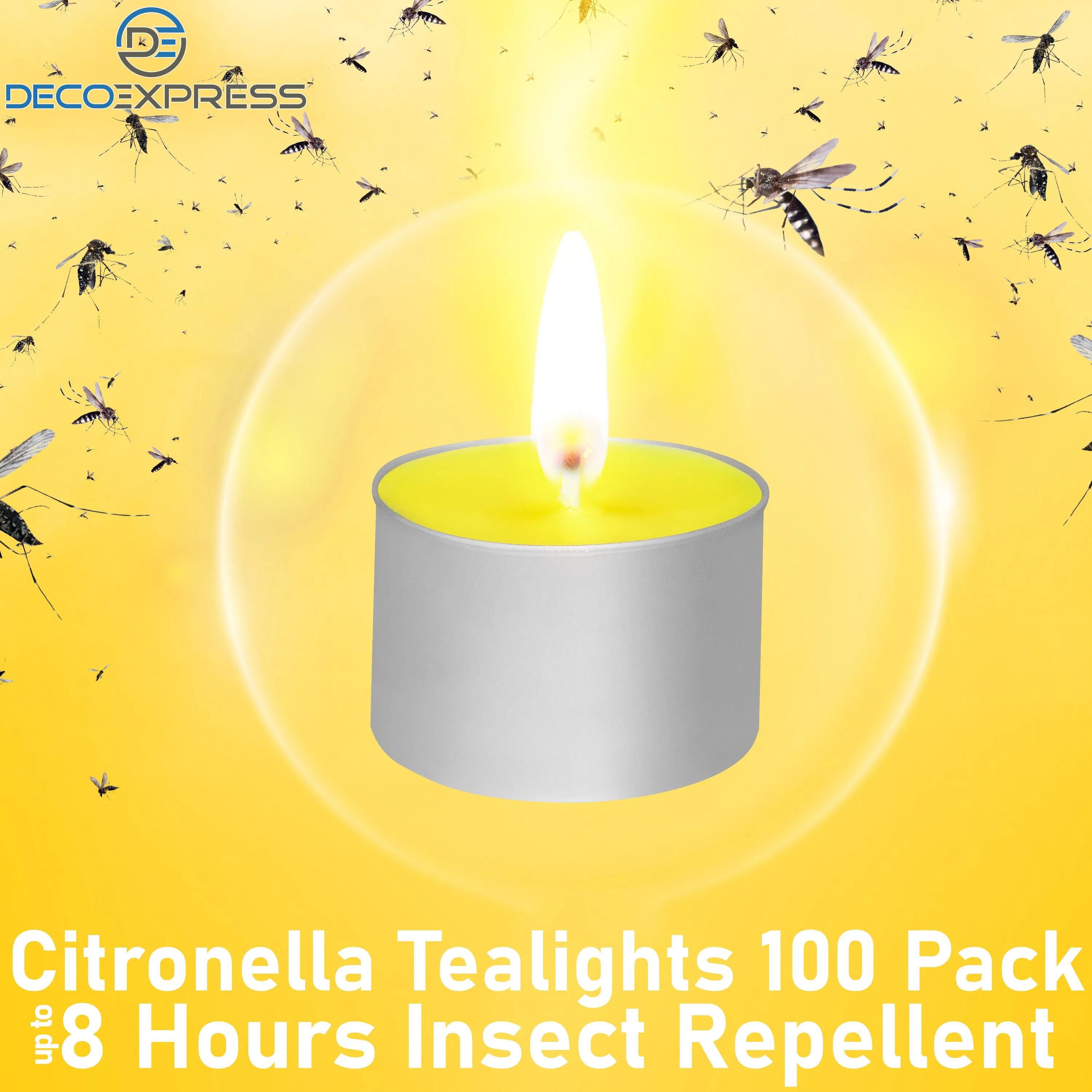Deco Express Citronella Tealight Candles Multipack - Yellow 100/8 Hours