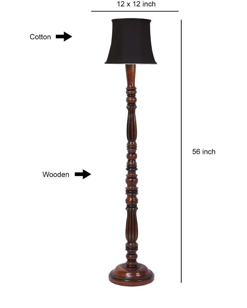 Elegant Cotton Wooden Floor Lamp | 5 Feet