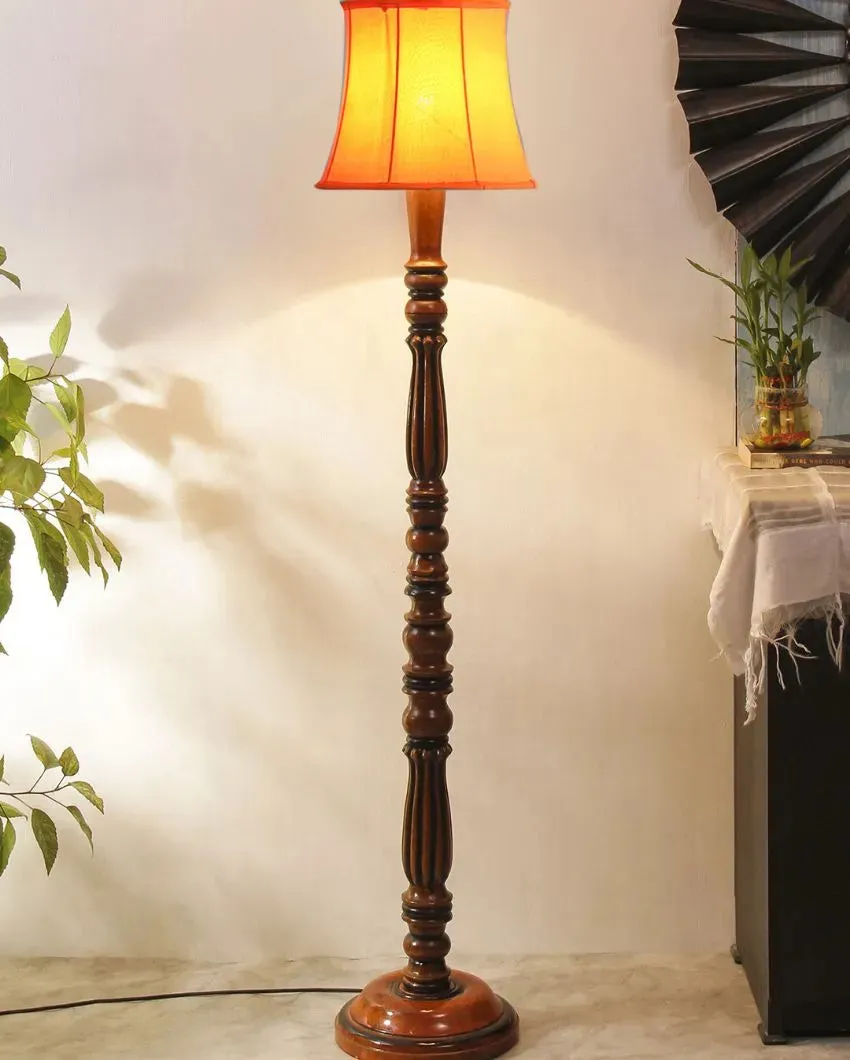 Elegant Cotton Wooden Floor Lamp | 5 Feet