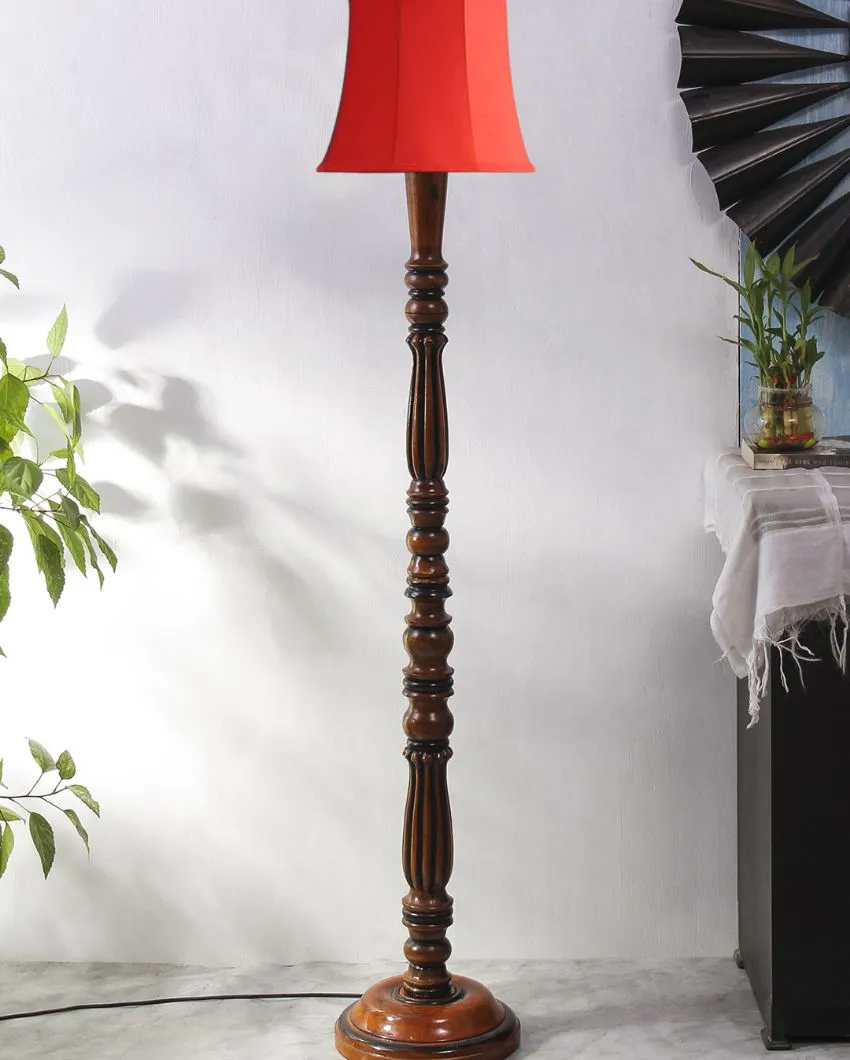 Elegant Cotton Wooden Floor Lamp | 5 Feet