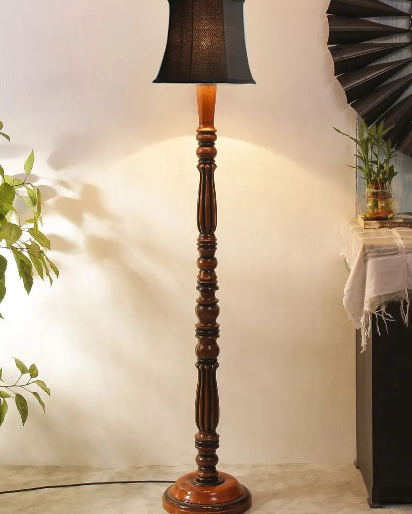 Elegant Cotton Wooden Floor Lamp | 5 Feet