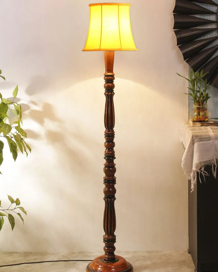Elegant Cotton Wooden Floor Lamp | 5 Feet