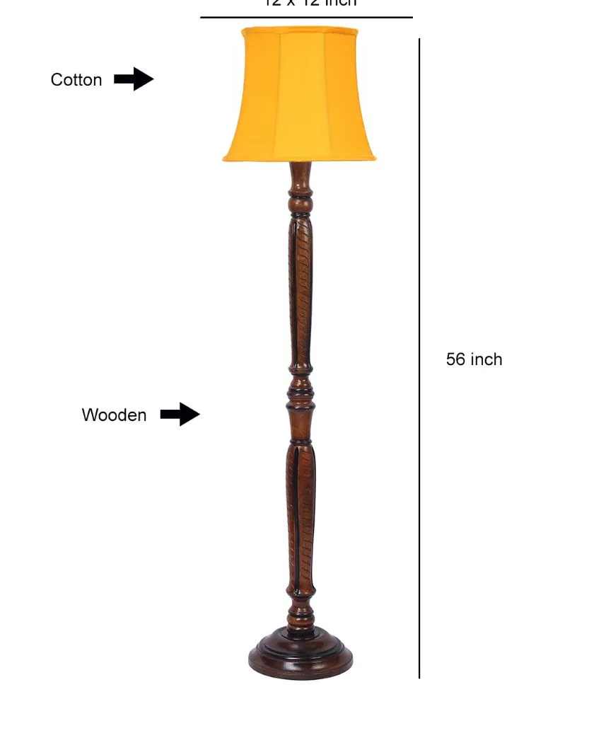 Elegant Cotton Wooden Floor Lamp | 5 Feet
