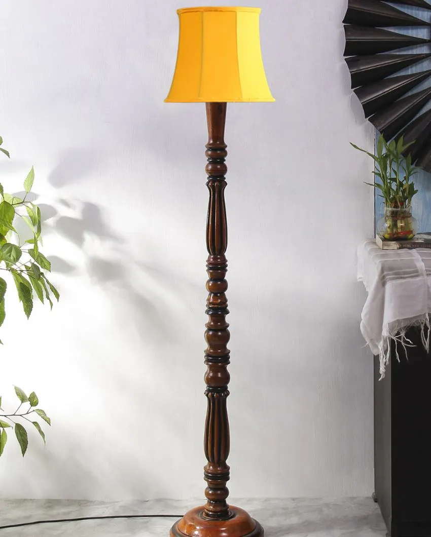 Elegant Cotton Wooden Floor Lamp | 5 Feet