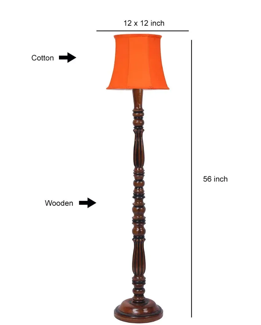 Elegant Cotton Wooden Floor Lamp | 5 Feet