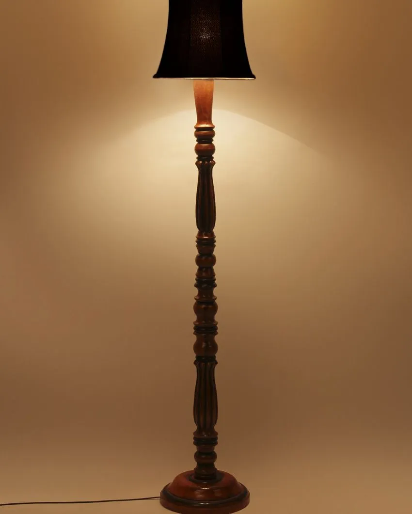 Elegant Cotton Wooden Floor Lamp | 5 Feet