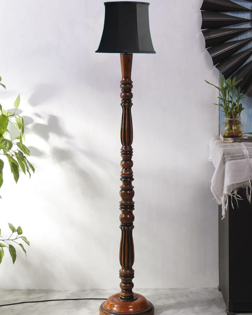 Elegant Cotton Wooden Floor Lamp | 5 Feet