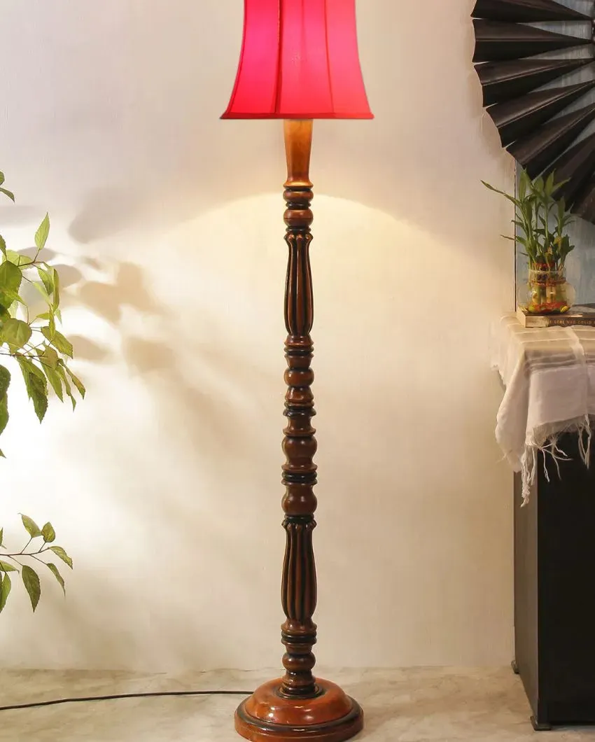 Elegant Cotton Wooden Floor Lamp | 5 Feet