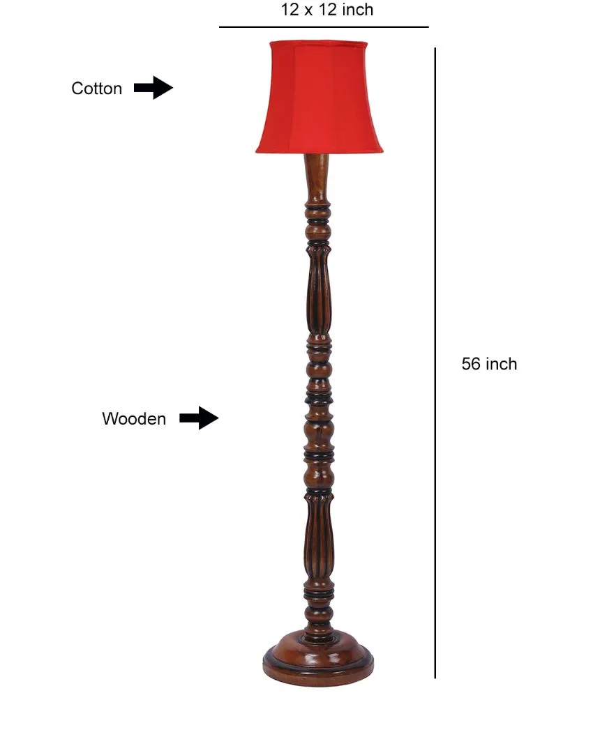 Elegant Cotton Wooden Floor Lamp | 5 Feet