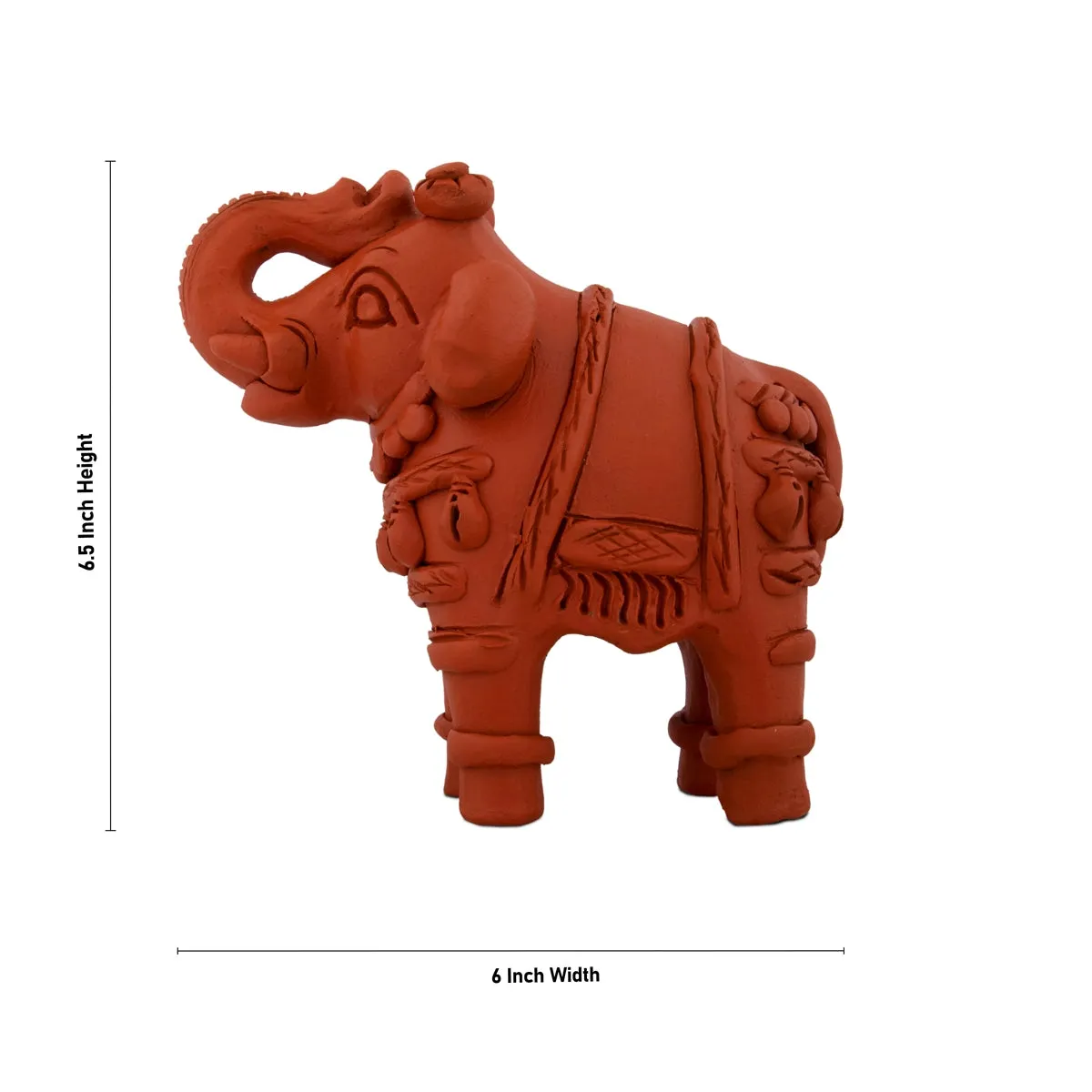 Elephant Statue - 6.5 x 6 Inches | Terracotta Clay Elephant Figurine/ Elephant Sculpture for Home