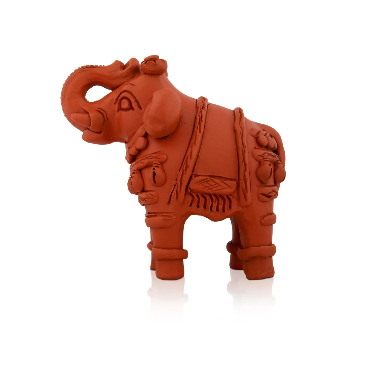 Elephant Statue - 6.5 x 6 Inches | Terracotta Clay Elephant Figurine/ Elephant Sculpture for Home