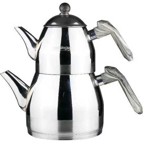 Elmas Stainless Steel Turkish Teapot Set for Stovetop with 6 Different Handle Colors
