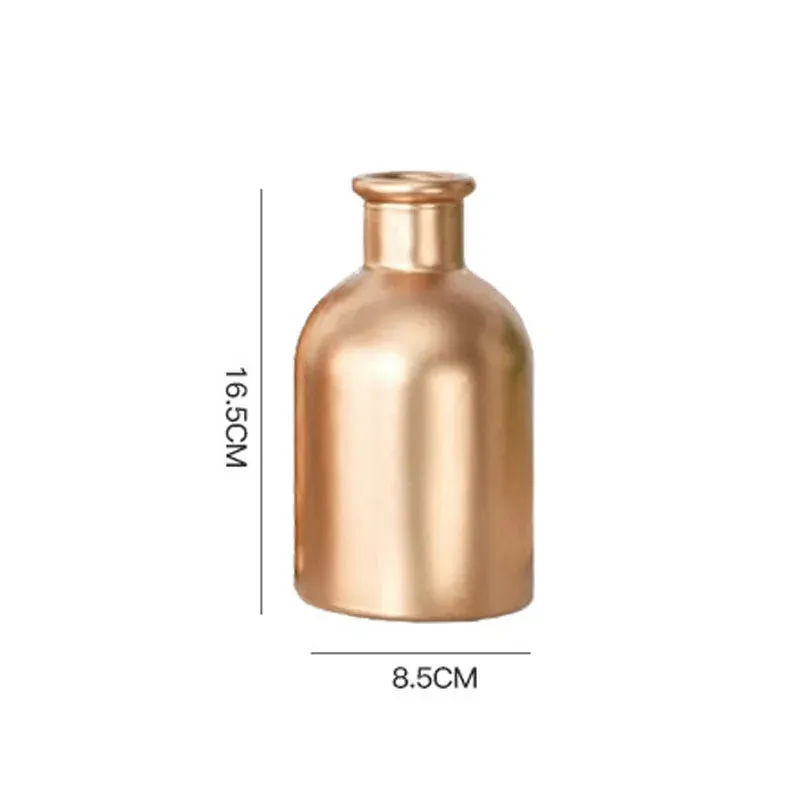 Embossed Golden Glass Vase European Classic Hydroponic Vases Gold-plating Process Medium Flower Pots Decorative Ornaments