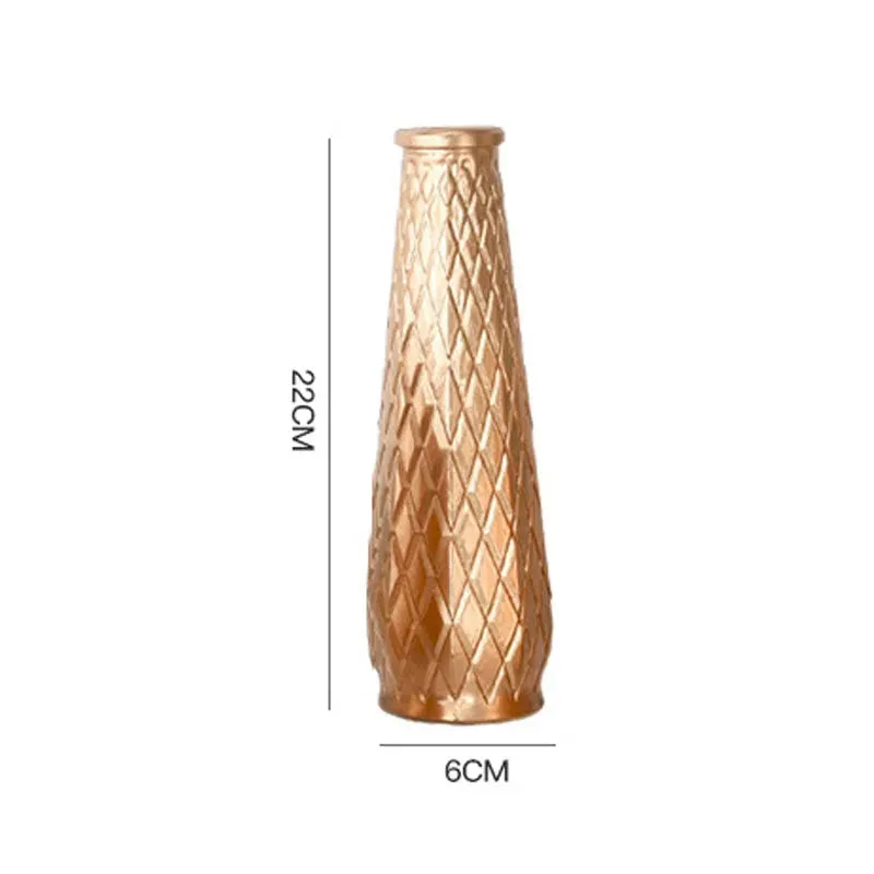 Embossed Golden Glass Vase European Classic Hydroponic Vases Gold-plating Process Medium Flower Pots Decorative Ornaments
