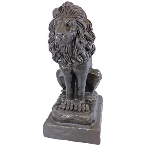 Emsco Group 92210 Guardian Lion Statue – Natural Appearance – Made of Plastic Resin – Lightweight – 28” Height Garden, BRONZE