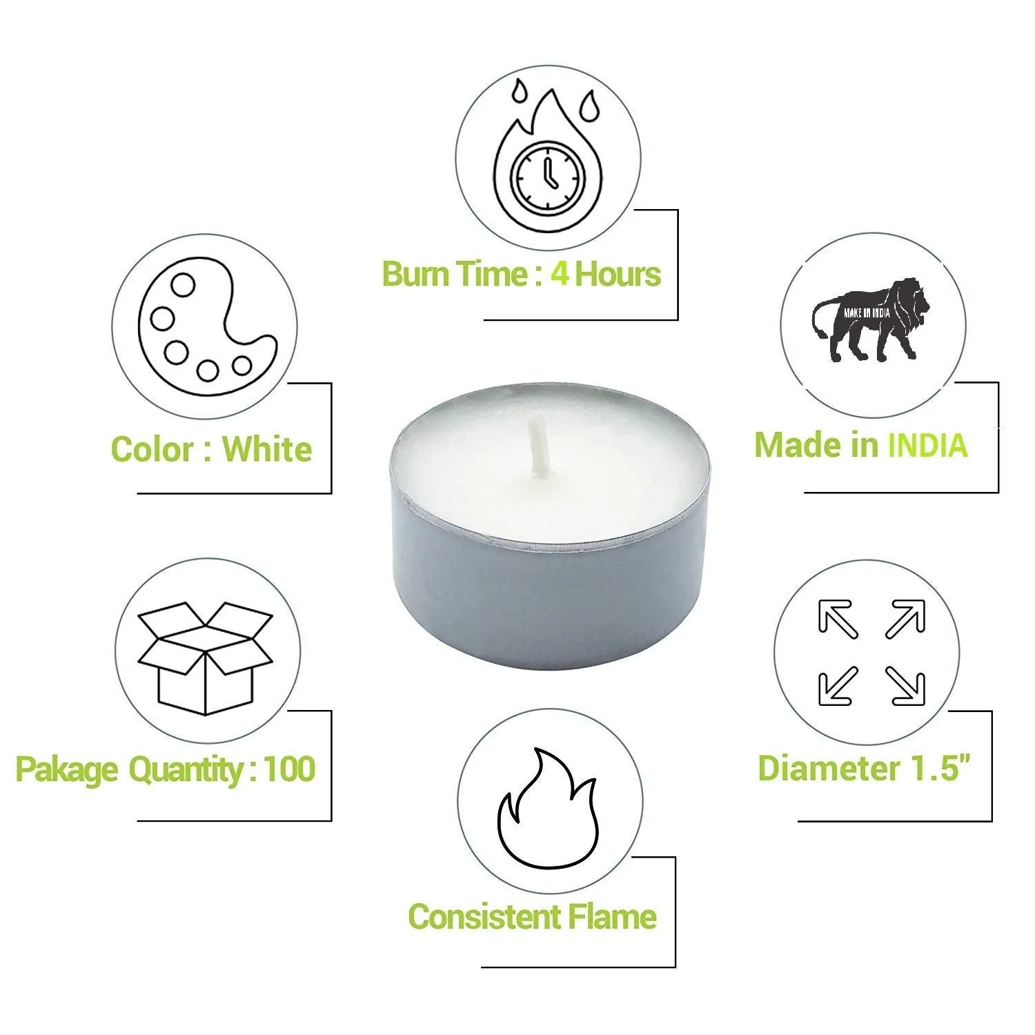 EYUVAA LABEL Wax Unscented Eyuvaa 4 Hrs Burning Tealights Candles For Decoration, Birthday, Home, Spa, Office, Diwali Candle For Decoration (White) (200)