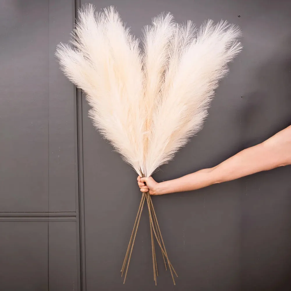 Faux Pampas Grass Decor Plume - Fake Reeds Plants, Everlasting Flowers for Home & Event Decorations