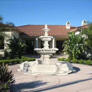 FINEST Classical Outdoor 3 Tiers White Marble Water Fountain MF-006