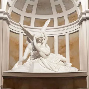 FINEST Greek Sculptures Cupid and Psyche Bonded White Marble Sculpture FM-035