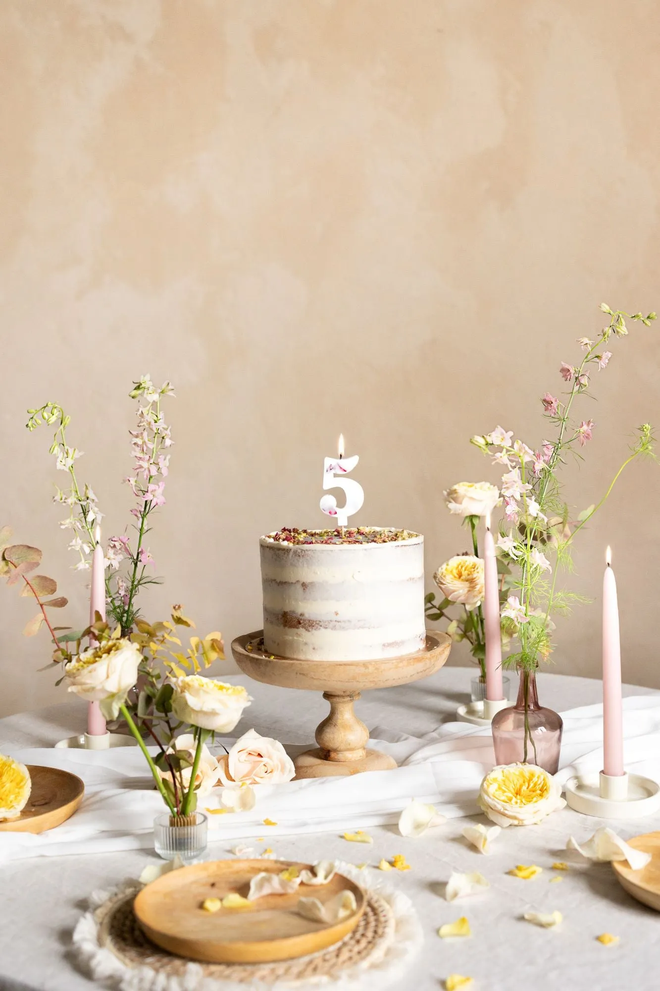 Flower Petal Number 5 Birthday Candle