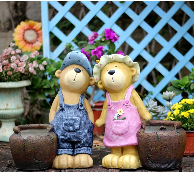 Garden Animal Sculpture Bear Statues, Garden Decor Ideas, Outdoor Garden Decoration, Animal Statues, Garden Ornament, Villa Courtyard Decor