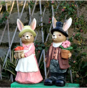 Garden Animal Sculpture Rabbit Statues, Garden Decor Ideas, Animal Statue for Garden Ornament, Villa Courtyard Decor, Outdoor Garden Decoration